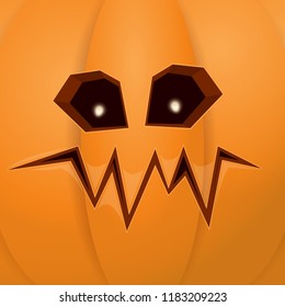 Halloween cartoon pumpkin with face . Vector cartoon Illustration of  Carved pumpkin into jack-o-lanterns for halloween banners and posters and layout.