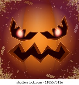 Halloween cartoon pumpkin with face . Vector cartoon Illustration of Carved pumpkin into jack-o-lanterns for halloween banners and posters and layout.