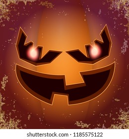 Halloween cartoon pumpkin with face . Vector cartoon Illustration of Carved pumpkin into jack-o-lanterns for halloween banners and posters and layout.