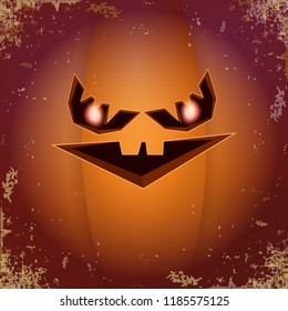 Halloween cartoon pumpkin with face . Vector cartoon Illustration of Carved pumpkin into jack-o-lanterns for halloween banners and posters and layout.