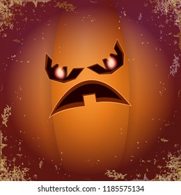 Halloween cartoon pumpkin with face . Vector cartoon Illustration of Carved pumpkin into jack-o-lanterns for halloween banners and posters and layout.