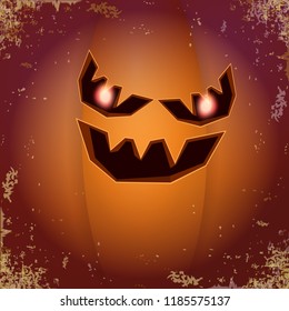 Halloween cartoon pumpkin with face . Vector cartoon Illustration of Carved pumpkin into jack-o-lanterns for halloween banners and posters and layout.