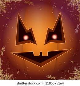Halloween cartoon pumpkin with face . Vector cartoon Illustration of Carved pumpkin into jack-o-lanterns for halloween banners and posters and layout.