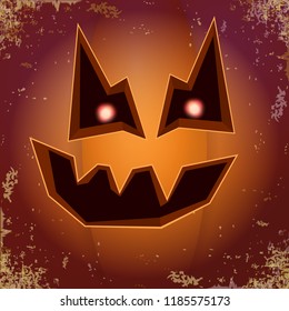 Halloween cartoon pumpkin with face . Vector cartoon Illustration of Carved pumpkin into jack-o-lanterns for halloween banners and posters and layout.