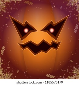 Halloween cartoon pumpkin with face . Vector cartoon Illustration of Carved pumpkin into jack-o-lanterns for halloween banners and posters and layout.