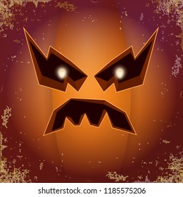 Halloween cartoon pumpkin with face . Vector cartoon Illustration of Carved pumpkin into jack-o-lanterns for halloween banners and posters and layout.