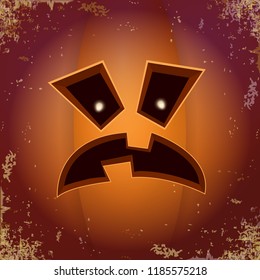Halloween cartoon pumpkin with face . Vector cartoon Illustration of Carved pumpkin into jack-o-lanterns for halloween banners and posters and layout.