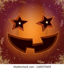 Halloween cartoon pumpkin with face . Vector cartoon Illustration of Carved pumpkin into jack-o-lanterns for halloween banners and posters and layout.