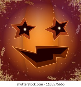 Halloween cartoon pumpkin with face . Vector cartoon Illustration of Carved pumpkin into jack-o-lanterns for halloween banners and posters and layout.