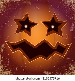 Halloween cartoon pumpkin with face . Vector cartoon Illustration of Carved pumpkin into jack-o-lanterns for halloween banners and posters and layout.