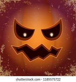 Halloween cartoon pumpkin with face . Vector cartoon Illustration of Carved pumpkin into jack-o-lanterns for halloween banners and posters and layout.