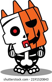 halloween cartoon pumpkin mascot character vector illustration cute zombie style