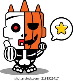 halloween cartoon pumpkin mascot character vector illustration cute skull star thumbs up