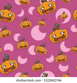 halloween cartoon pumpkin pattern seamless, vector