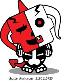 halloween cartoon red devil bone mascot character vector illustration cute zombie style