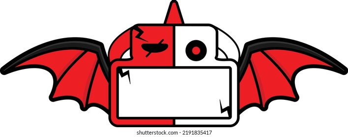 halloween cartoon red devil bone mascot character vector illustration cute skull bat board
