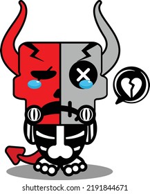 halloween cartoon sad voodoo devil mascot character vector illustration cute skull sad expression
