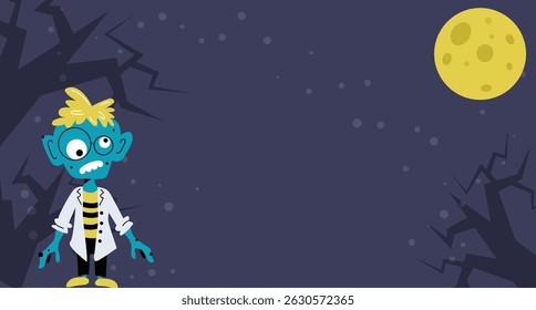 Halloween cartoon scary background with copyspace.