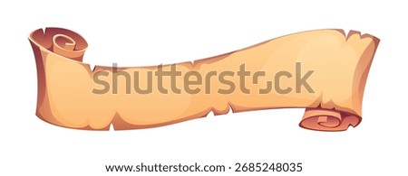 Halloween cartoon scroll manuscript for horror night holiday, vector icon. Halloween and trick or treat party scary spooky parchment letter or witch spell manuscript roll or papyrus of evil book