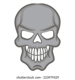 Halloween cartoon scull isolated on white. Bright colorful design element. Eps 10 vector illustration.
