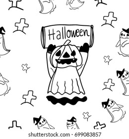 Halloween, cartoon seamless pattern background