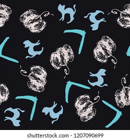 Halloween cartoon seamless pattern. Hand drawn vector background. Illustration can be used for poster, t-shirt, banner, flyer, invitation and mug.