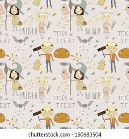Halloween cartoon seamless texture. Halloween background. vector illustration. Seamless pattern can be used for wallpaper, pattern fills, web page backgrounds, surface textures.  eps 10