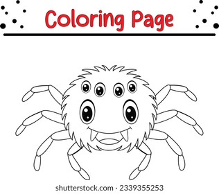 Halloween cartoon spider. funny Halloween coloring page for kids