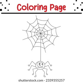 Halloween cartoon spider. funny Halloween coloring page for kids