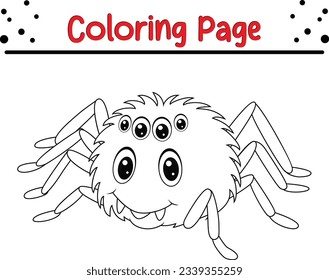 Halloween cartoon spider. funny Halloween coloring page for kids