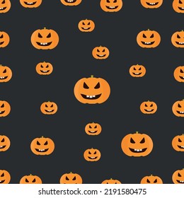 Halloween  cartoon style pumpkin seamless pattern
