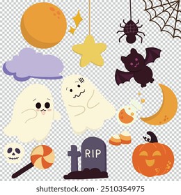 Dibujos animados de Halloween con fondo transparente