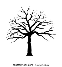 simple bare tree silhouette vector