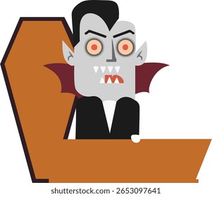 Halloween, Cartoon Vampire Coffin Halloween Illustration