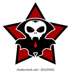 Halloween cartoon vampire in star.