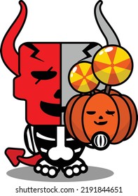 halloween cartoon voodoo devil doll mascot character vector illustration cute skull halloween candy pumpkin