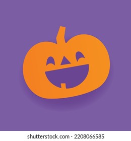 Halloween carved pumpkin. Cute illustration, flat design.