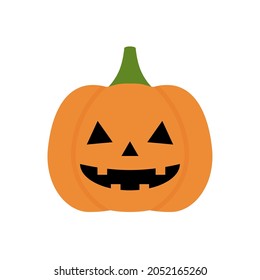 Halloween carved pumpkin Jack-o'-lantern or jack-o-lantern. Kawaii flat vector icon on white background.