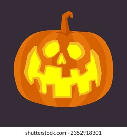 Halloween carved pumpkin vector illustration. Jack O Lantern fun character.