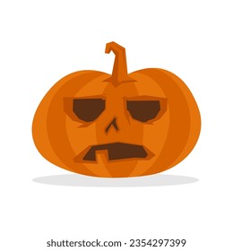 Halloween carved pumpkin vector illustration. Jack O Lantern fun character.