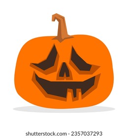 Halloween carved pumpkin vector illustration. Jack O Lantern fun character.