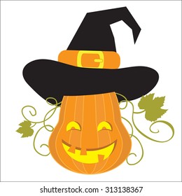 Halloween carved pumpkin vector illustration, jack-o-lantern