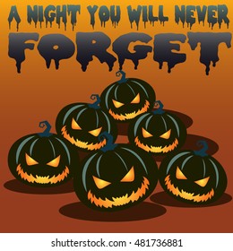 Halloween carved pumpkins in the dark vector background