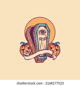 Halloween Casket Illustration For Merchandise