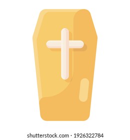 
Halloween casket to store dead body, flat icon