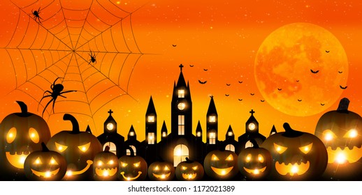 Halloween Castle Autumn Background