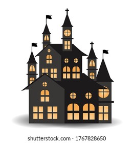 Halloween castle church silhouette icon