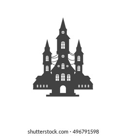 Halloween castle design element isolated on white vector illustration