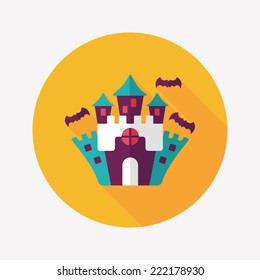 Halloween castle flat icon with long shadow,eps10