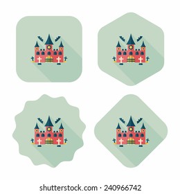 Halloween castle flat icon with long shadow,eps10
